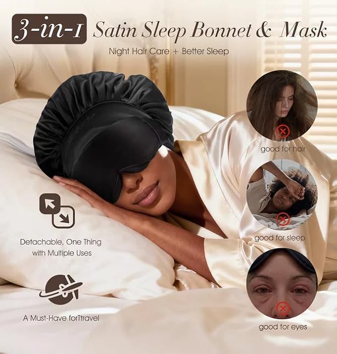 LC-dolida Satin Silk Bonnet for Sleeping Women Men, Hair Bonnet for Curly & - Image 2