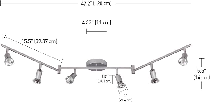 Globe Electric 59351 Payton 6-Light Foldable Track Lighting, Matte Silver - Image 9
