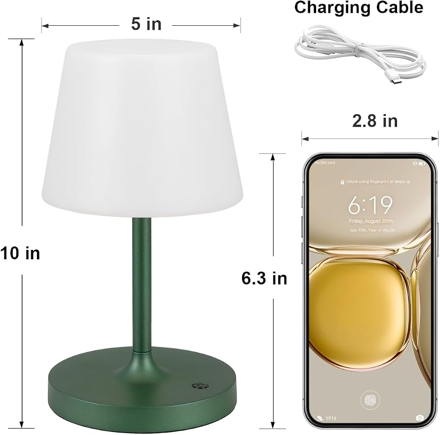 Kakanuo Green Cordless Shower Lamp Waterproof, Rechargeable Cordless Lamp - Image 6