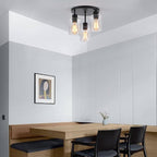 3-Light Industrial Farmhouse Black Matte Light Fixtures Ceiling Mount, - Image 7