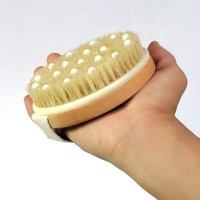 Dry Body Brush, Natural Bristle Bath Brush, Lymphatic Drainage, Stimulate Blood - Image 6