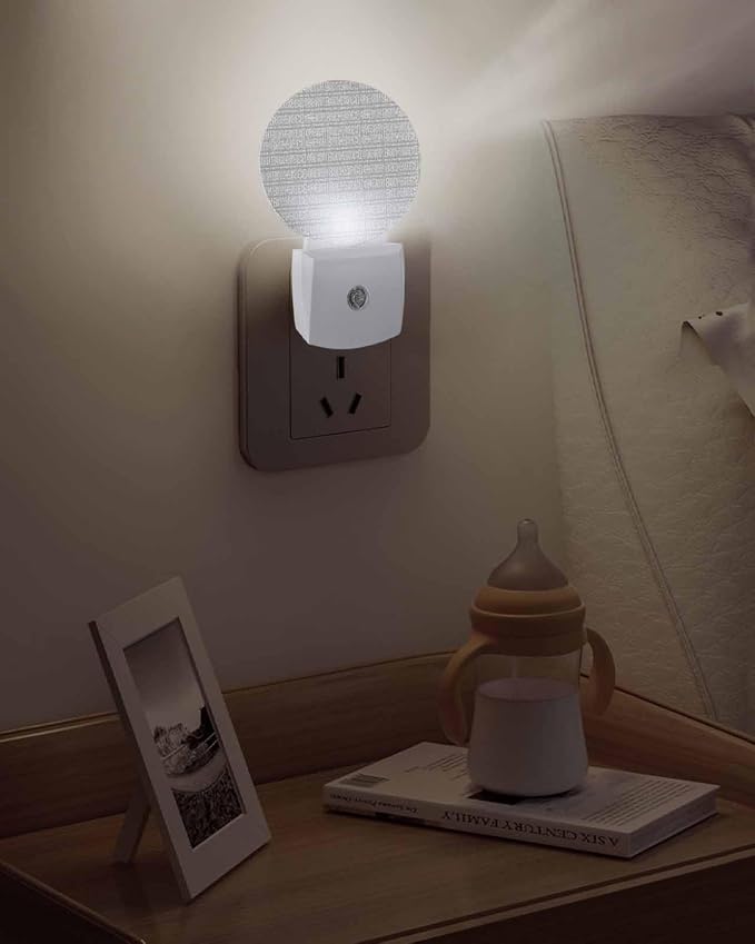 Night Lights Auto Sensor Stripes Grain Night Light Grey Solid Color Round Lamp - Image 5