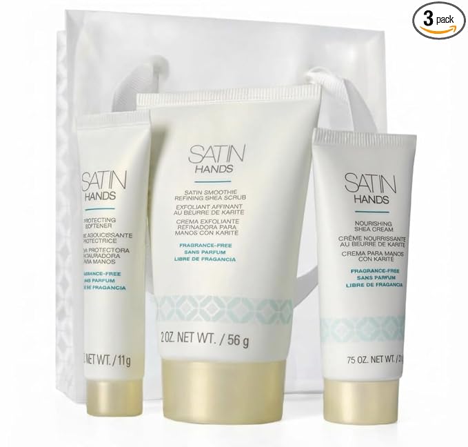 Satin Hands Fragrance-Free Deluxe Mini Set – 3-Step Hand Care Kit by Unknown
