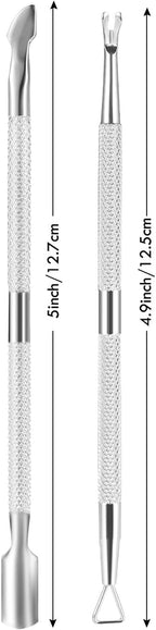 2PCS Cuticle Pusher and Cutter Remover, Xunxmas Salon Nail Scraper - Image 3