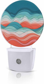 Night Lights Auto Sensor Ombre Turquoise Pink Night Light Abstract Mountain by Home+L6