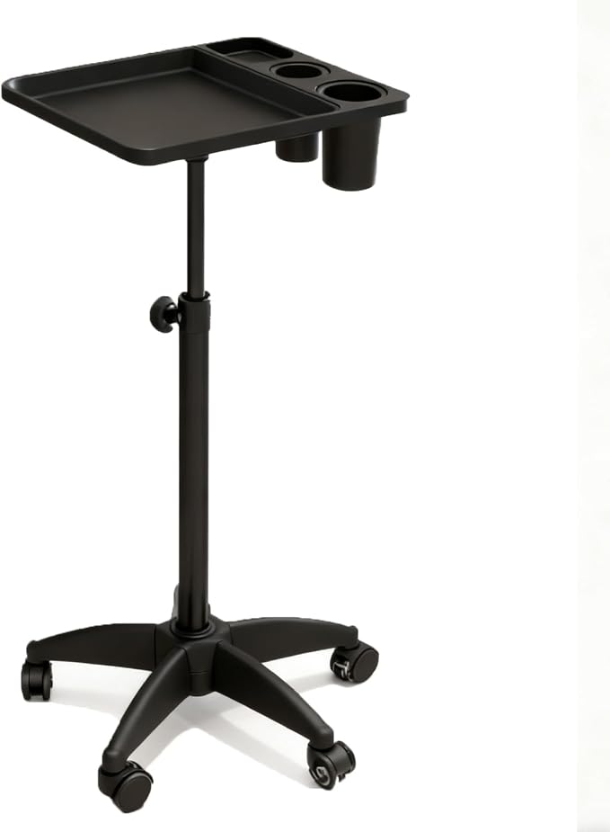 Salon Rolling Tray, Height Adjustable Tattoo Tray Rolling Cart, Storage Utility by Roixeeds