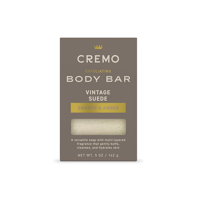 Cremo Exfoliating Body Bar for Men, Vintage Suede Scent, Cleanses and Hydrates by CremoCompany