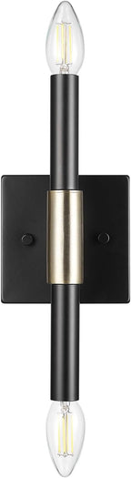 Globe Electric 65000044 2-Light Wall Sconce, Matte Black, Antique Brass Accent - Image 5