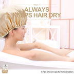 Shower Cap for Women Reusable Extra Large Shower Cap for Men Satin Double Layer - Image 3