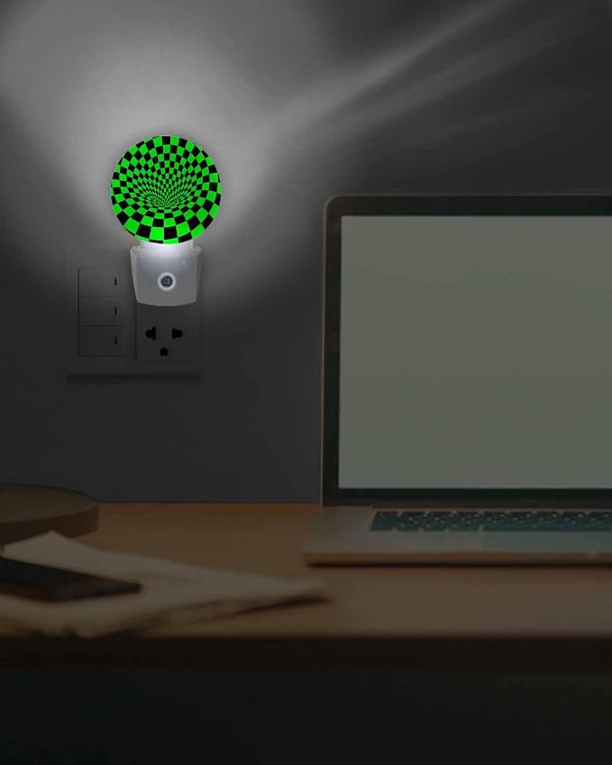 Night Lights Auto Sensor Green Black Checker Night Light 3D Abstract Mosaic - Image 7