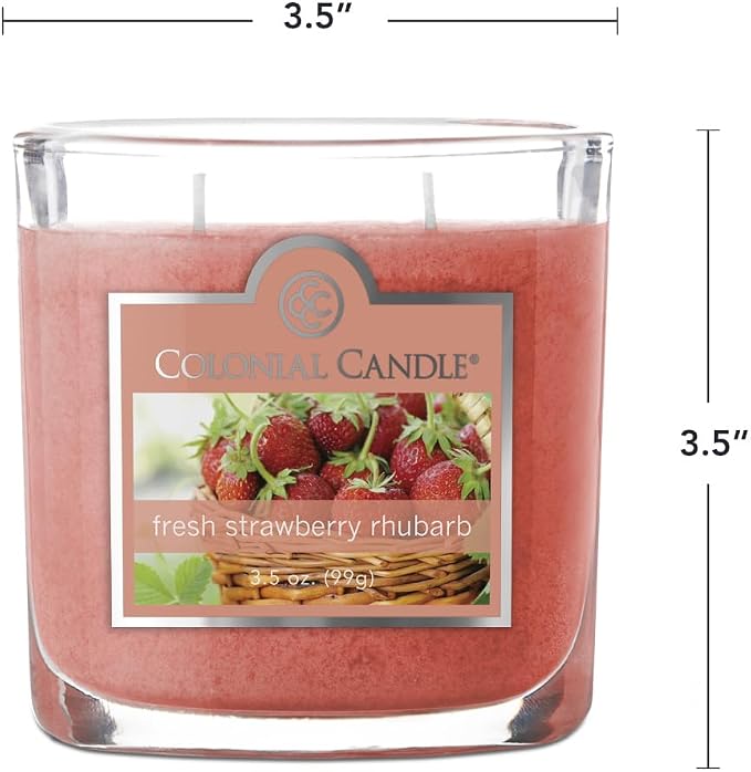 Colonial Candle Fresh Strawberry Rhubarb Scented Jar Candle, 2 Wick, 3.5 oz - Image 5