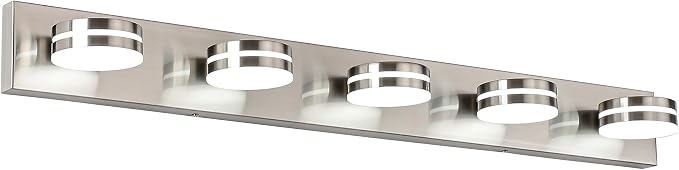 Brushed Nickel Bathroom Light Fixtures Over Mirror, 5-Light Bathroom Vanity by BATHROOMLIGHTINGFIXTURES
