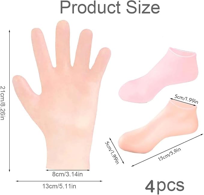 4 Pairs Silicone Moisturizing Glove Socks Set - Image 2