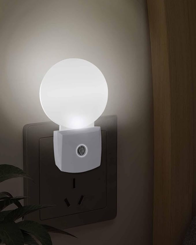Night Lights Auto Sensor Grey Ombre Night Light Solid Color Round Lamp Plug-in - Image 3