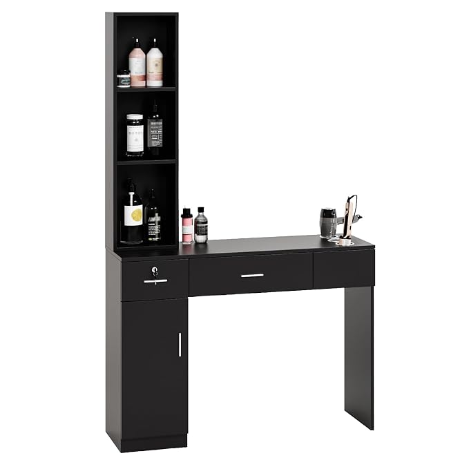 OmySalon Salon Stations for Hair Stylist, Locking Barber Station Organizer by OmySalon