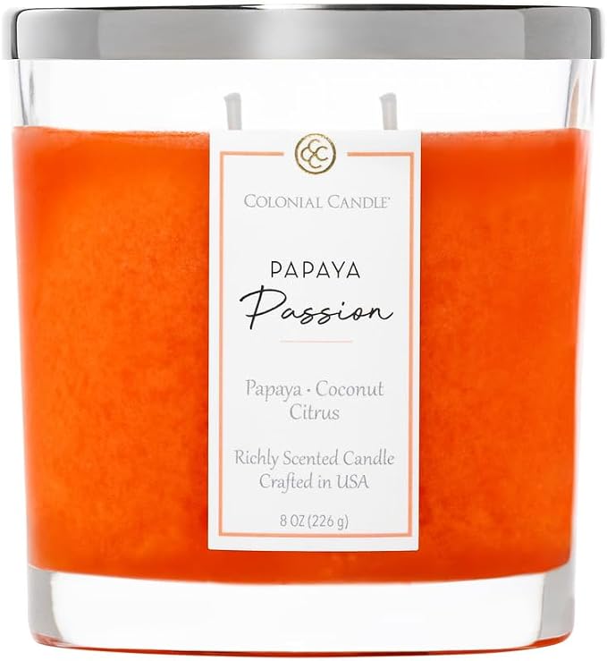 Colonial Candle Papaya Passion Scented Candle Jar, Highly Fragranced Candles by ColonialCandle