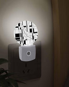 Night Lights Auto Sensor White Lines Night Light Modern Abstract Art Round Lamp - Image 3