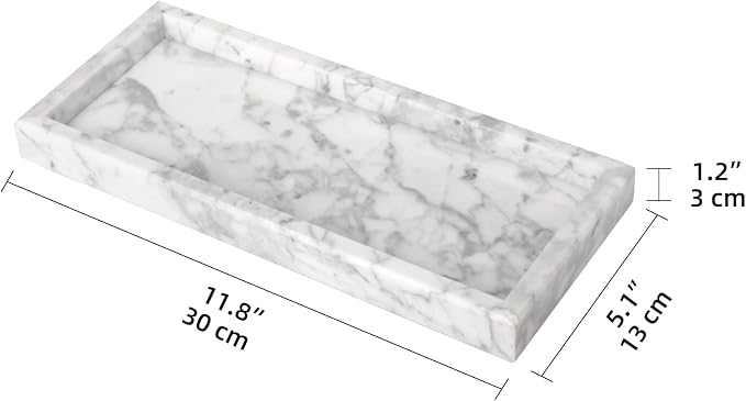 Marble Bathroom Vanity Tray, Natural Luxury Vanity Home Kitchen Bathroom Table - Image 2