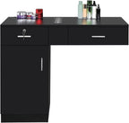 Wall Mount Styling Station for Hair Stylist, Wooden Hair Salon Station Storage - Image 4