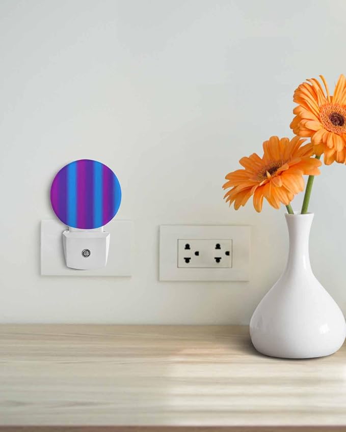 Night Lights Auto Sensor Purple Blue Night Light Gradient Color Stripe Round - Image 4