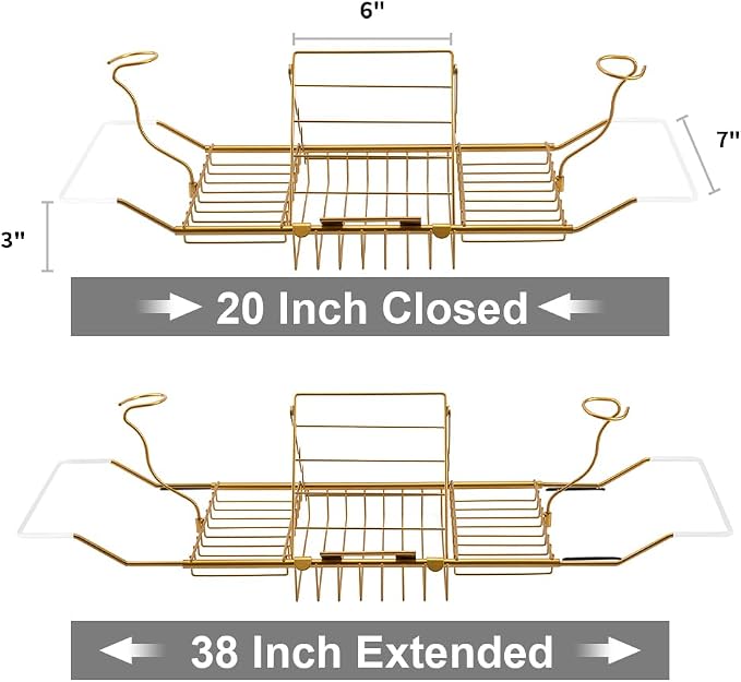 BESTHLS Bathtub Tray Caddy for Luxury Bath Expandable Extra Wide Bath Tub Tray - Image 2