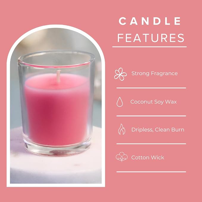 Simply Soson Scented Votive Candles, Bulk Set of 24 Pink Rose Small Candles Bulk - Image 3