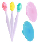 3 Pcs Lip Scrub Brush with Silicone Facial Cleansing Brush, Removing Blackhead by Yoizyfree