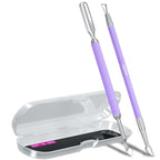 2PCS Metal Lavender/Taro Purple Cuticle Pusher and Cutter Remover Salon Quality by GA%26EN