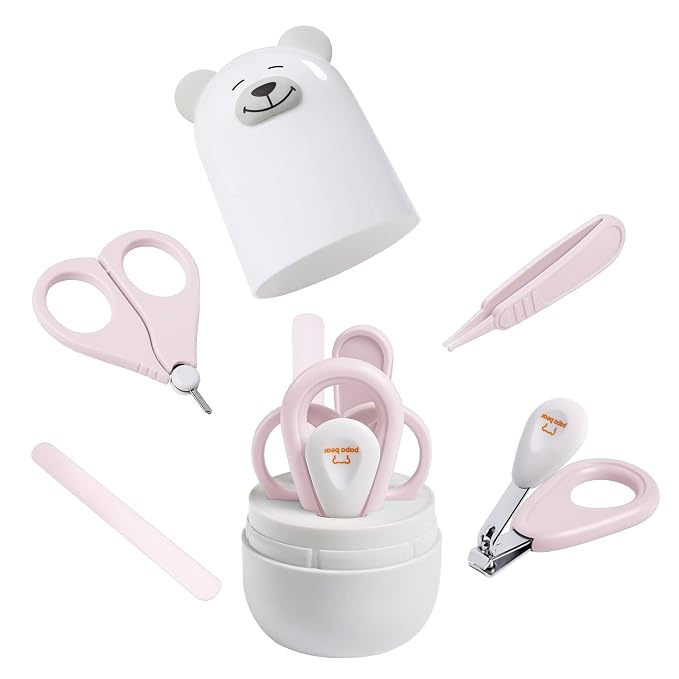Baby Nail Clippers Set with Cute Case, Infant Fingernail and Toenail File Kit by papabear