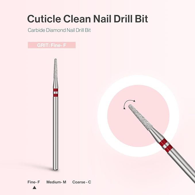 MelodySusie 1.8mm Round Tapered Cuticle Clean Nail Drill Bit 3/32'', - Image 4