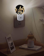 Night Lights Auto Sensor Golden Foliage Night Light Black Minimalist Leaf Round - Image 5