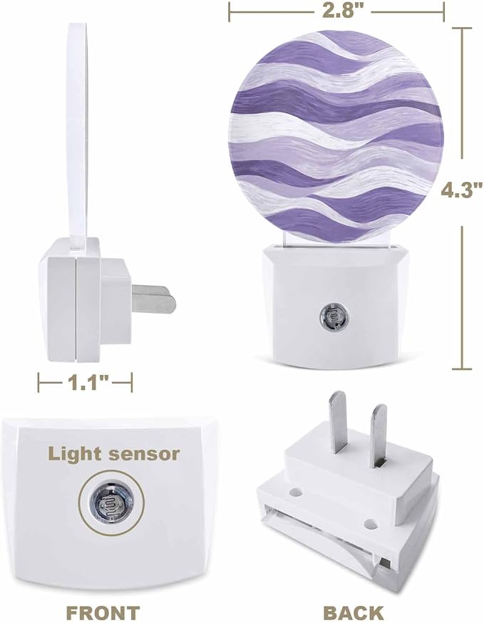Night Lights Auto Sensor Lavender Purple Ocean Waves Night Light Abstract - Image 2