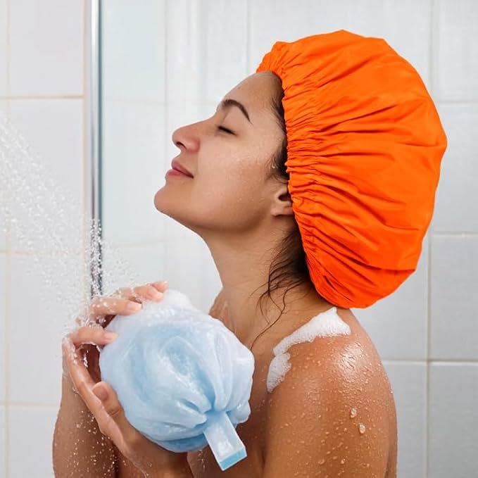 Reusable Shower Cap for Women, Large Waterproof Shower Bonnet - Image 4