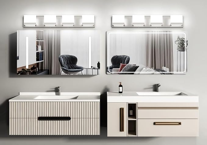 Tipace 4 Lights LED Modern Vanity Light Brushed Nickel Bathroom Lighting - Image 9