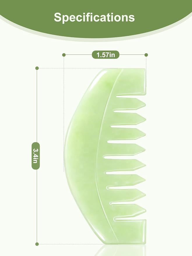 airogym 2 PCS Natural Jade Massage Comb, Guasha Scraping Scalp Comb, Meridians - Image 2