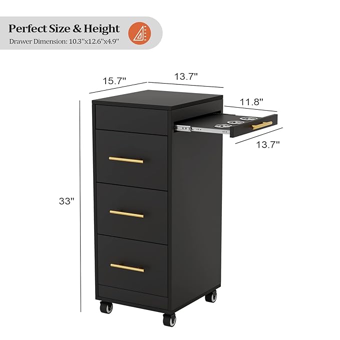 Salon Trolley Cart with Wheels, 3-Drawer Rolling Hair Styling Station, Mobile - Image 7