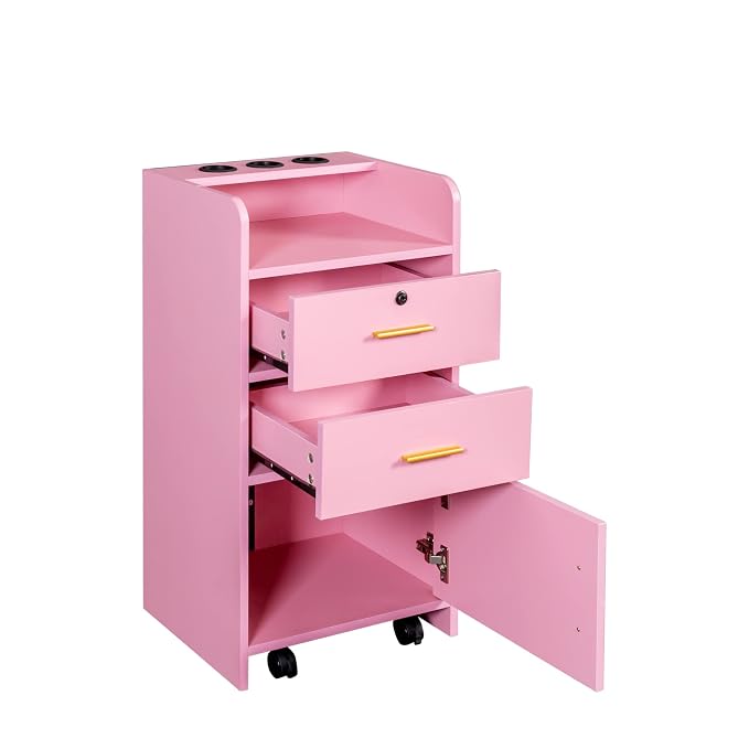 SSLine Modern Salon Station Pink Floor Stand Styling Sation Wood Salon Cabinet - Image 4