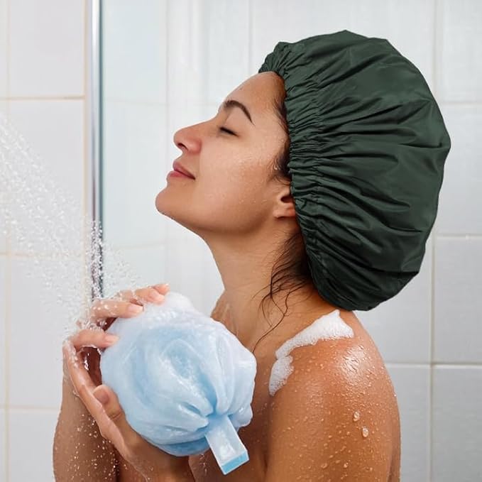 Reusable Shower Cap for Women, Large Waterproof Shower Bonnet - Image 4