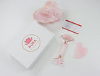 Premium Certified Luxury 100% Authentic Rose Quartz Pink Roller & Gua Sha Set by Unknown