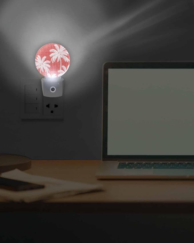 Night Lights Auto Sensor Tropical Palm Trees Night Light Coral Linen Coastal - Image 7