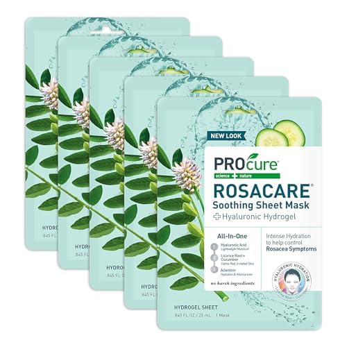 PROcure Rosacare Redness Relief Sheet Face Mask – 5 Pack – Hyaluronic Acid - Image 2