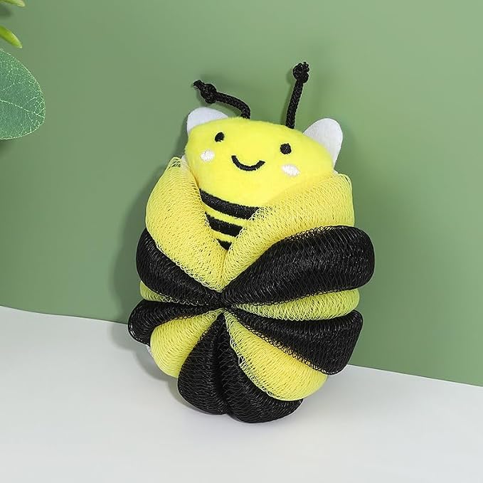 Ximimark 2 pcs Bee Loofah Sponge Cartoon Bee Bath Sponge Shower Sponge Balls - Image 4