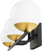 Ralbay Black and Gold Bathroom Lights 3-Light Mid Century Modern Milky Glass - Image 7