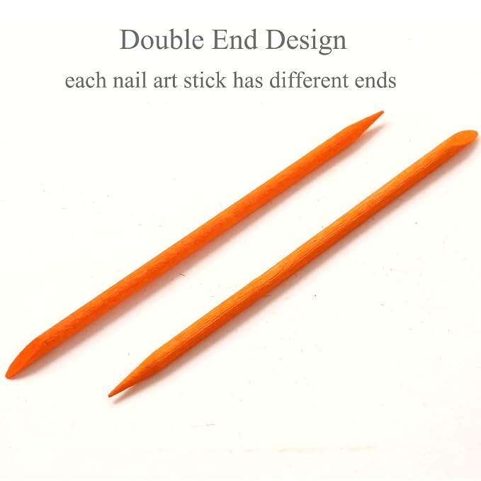 100 Pcs Orange Wood Nail Sticks Double Sided Multi Functional Cuticle Pusher - Image 5