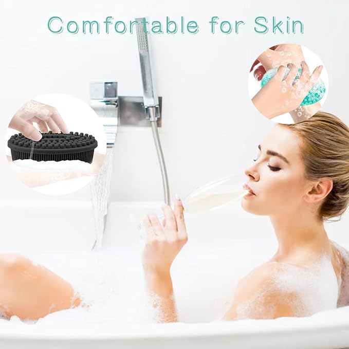 3 Pack Silicone Body Scrubber, Soft Silicone Loofah Exfoliating Body Scrubber - Image 5