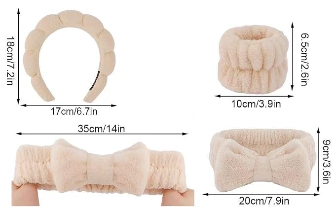 Spa Headband and Wristband Set for Women, Terry Cloth Sponge Headband for - Image 6