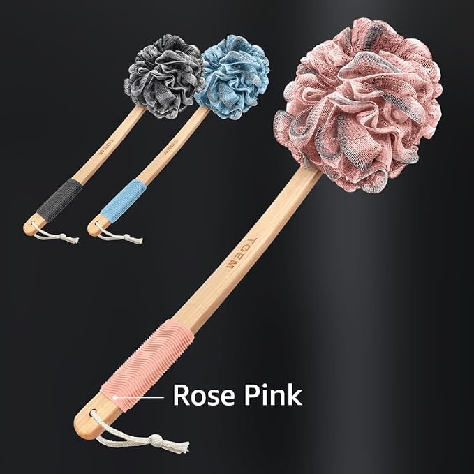 Toem® Loofah Back Scrubber for Shower | Bamboo Charcoal Fiber Infused | Loufas - Image 2