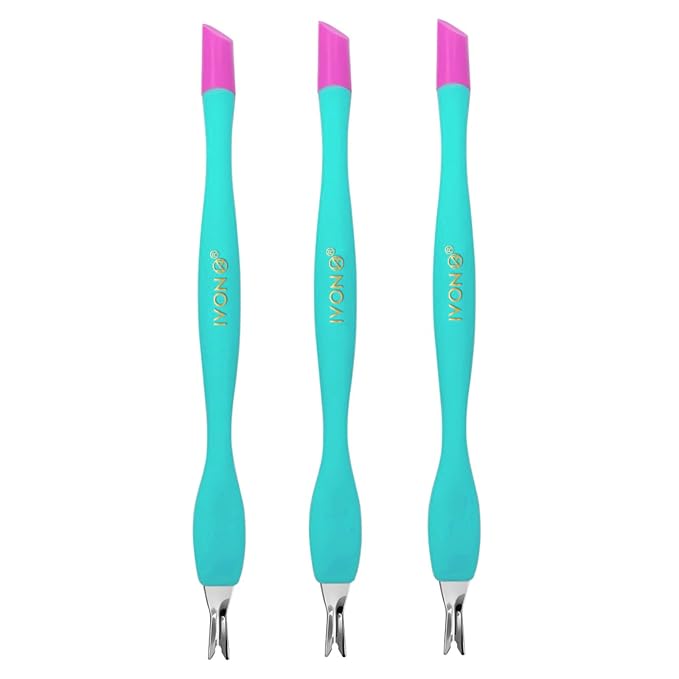 IVON 3pcs Cuticle Trimmer Pusher, Rubber Tip Soft on Nail Bed by IVON
