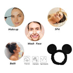 JIAHANG Mouse Ears Facial Spa Headbands, Coral Fleece Wash Face Hair Band - Image 5