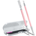 2PCS Metal Pink Cuticle Pusher and Scraper, Nail Trimmer Cutter Stainless Steel by GA%26EN